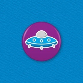 Flying Saucer Button Badge