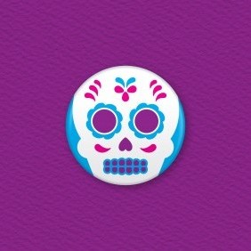 Mexican Day Of The Dead Button Badge