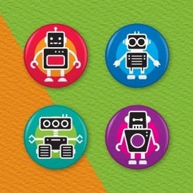 Robots 4 Badge Set