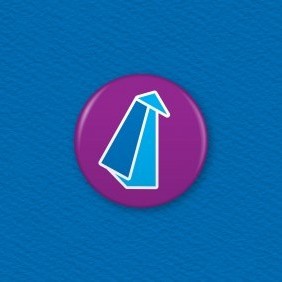 Origami Penguin Button Badge
