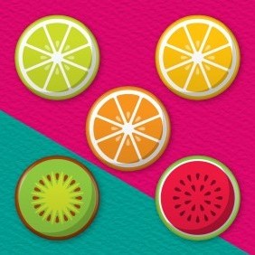 Sliced Fruit 5 Badge Set
