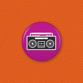 Stereo Cassette Player Button Badge