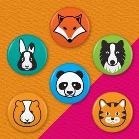 Animals 6 Badge Set