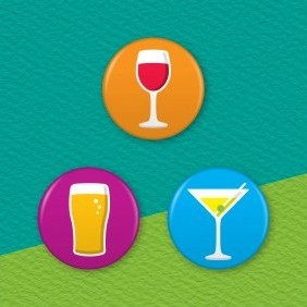 Alcoholic Drinks 3 Badge Set