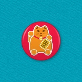 Japanese Lucky Cat (Maneki Neko) Button Badge