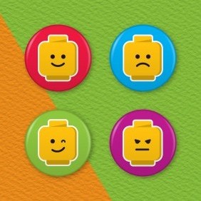 Lego Emoji Faces 4 Badge Set