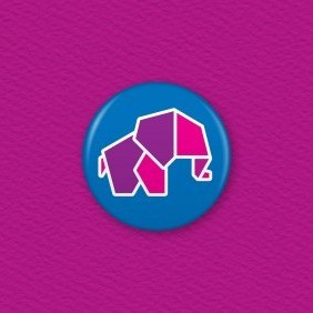 Origami Elephant Button Badge