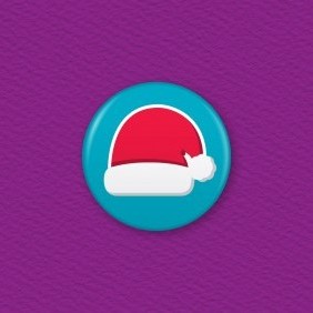 Santa Hat Button Badge